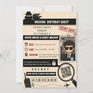 Convites Aniversário de Agente Secreto Espião Pessoal
