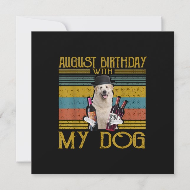 Convites Aniversário de Agosto com meu cachorro Great Pyren (Frente)