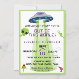 Convites Aniversário de Alien Fora do Mundo Qualquer Idade