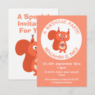 Convites Aniversário de animação de esquilo vermelho