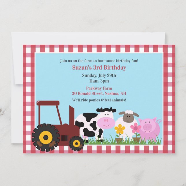 Convites Aniversário de Animais das Explorações Agrícolas (Frente)