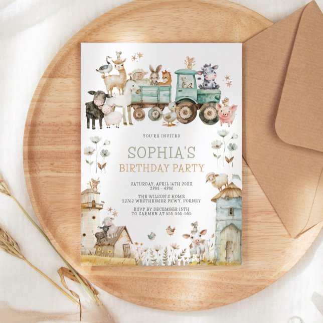 Convites Aniversário de Animais de Criação de Quintal (Criador carregado)