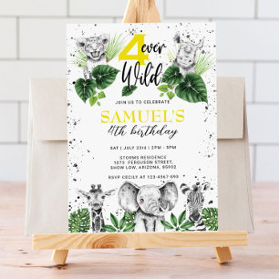 Convites Aniversário de Animais de Safari Pretos e Brancos