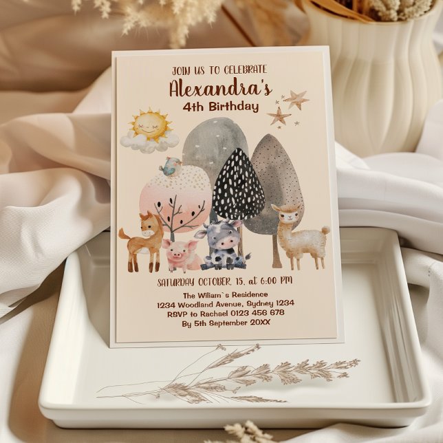 Convites Aniversário de Animais do Barnyard fazendas (Criador carregado)