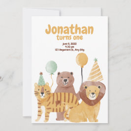 Convites Aniversário de Animais Selvagens Cutes