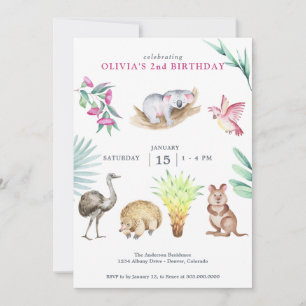 Convites Aniversário de Animal do Zoológico da Austrália