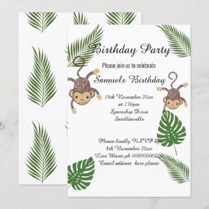 CONVITES ANIVERSÁRIO DE ANIVERSÁRIO DE MACACOS BOTÂNICOS