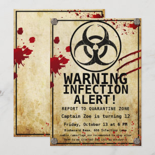 Convites Aniversário de Apocalipse Zumbi Biohazard de Hal