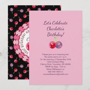 Convites Aniversário de Aquarela de Cerejas Espalhadas