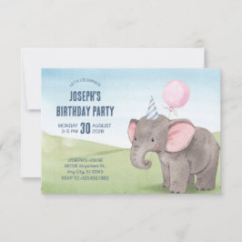 Convites Aniversário de aquarela de elefante bonito