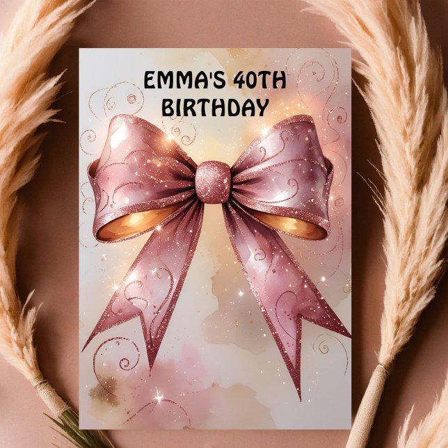 Convites aniversário de arco de diamante com brilho rosa (Criador carregado)