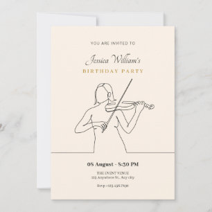 Convites Aniversário de arte violino