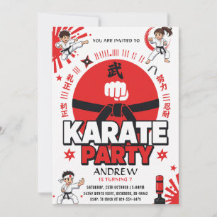 Convites Aniversário de artes marciais Karatê Meninos pesso