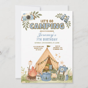 Convites Aniversário de Aventura ao Ar Livre Vamos Acampar