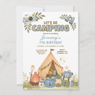 Convites Aniversário de Aventura ao Ar Livre Vamos Acampar