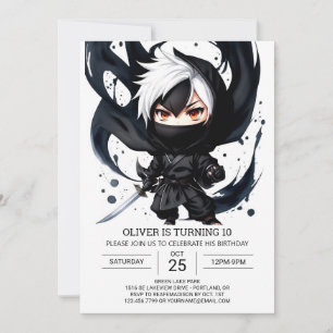 Convites Aniversário de Aventura Ninja Personalizada