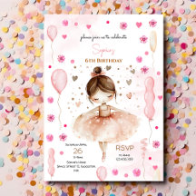 Aniversário de bailarina e balões, cor-de-rosa, e