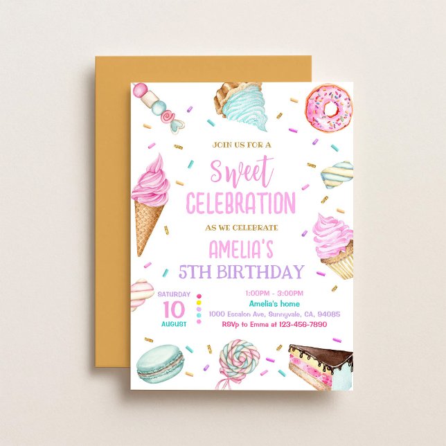 Convites Aniversário de Bailarina Rosa Roxo Dourado (Criador carregado)