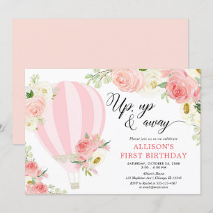Convites Aniversário de balões de ar quente com creme ros