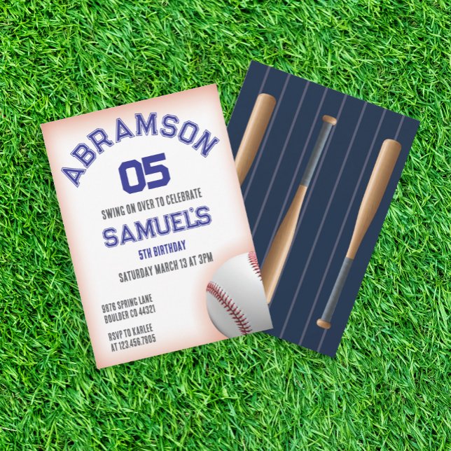 Convites Aniversário de Baseball Vermelho e Azul (Criador carregado)