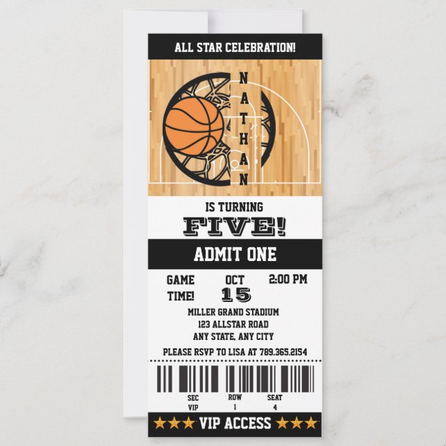 Convites Aniversário de Basquete (Frente)