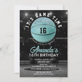 Convites Aniversário de Basquete das Meninas Verde-Azul