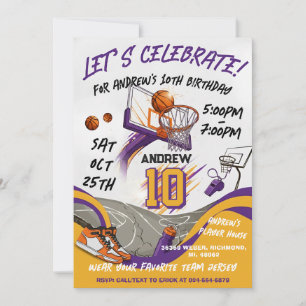 Convites Aniversário de Basquete de Criança Pessoal