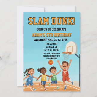 Convites Aniversário de Basquete de Slam Dunk