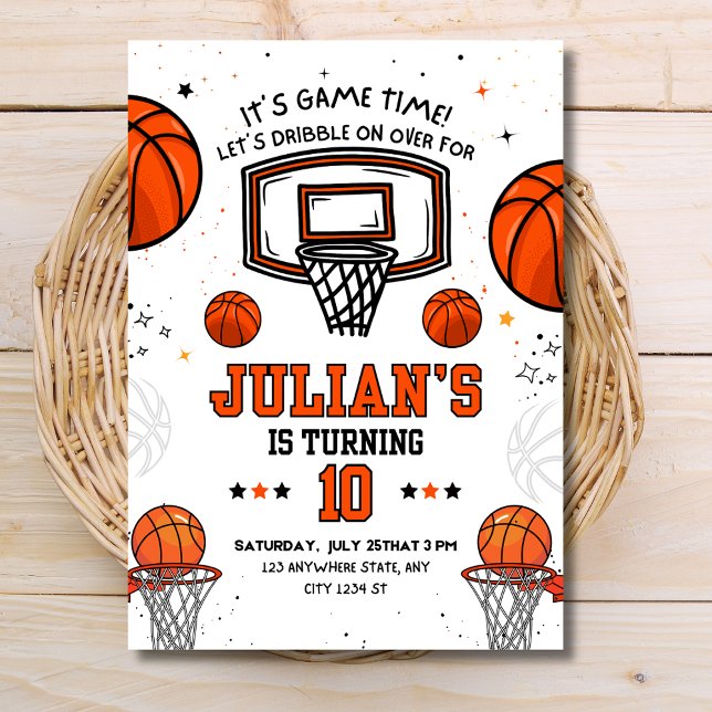Convites Aniversário de Basquete Jogo Tempo Esportes Aniver (Criador carregado)