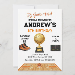 Convites Aniversário de Basquete Personalizado para criança