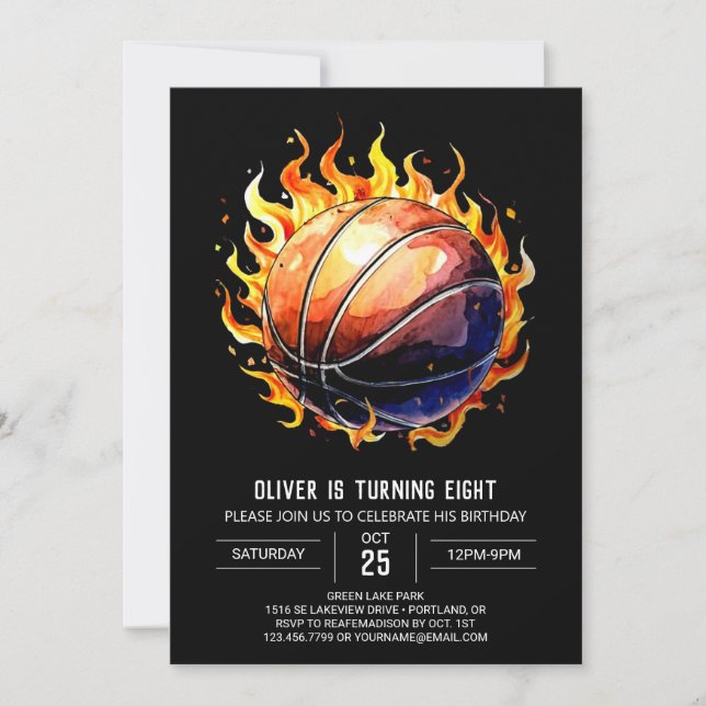 Convites Aniversário de Basquete Personalizado para Impress (Frente)