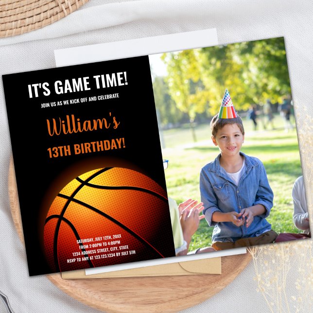 Convites Aniversário de Basquete Sunshine com Foto (Basketball Sun Shine Birthday Invitations photo)