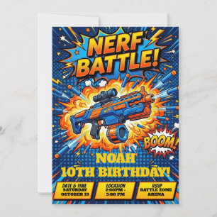 Convites Aniversário de Batalha Nerf