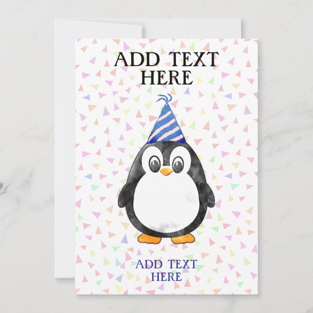 Convites Aniversário de Bebê Pinguim Fofo (Frente)