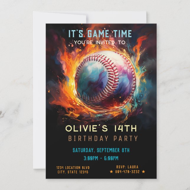 Convites Aniversário de Beisebol (Frente)