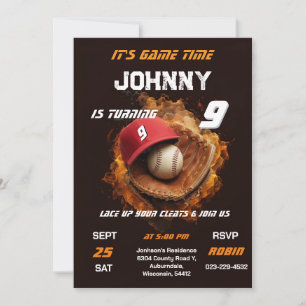 Convites Aniversário de beisebol personalizado para menino