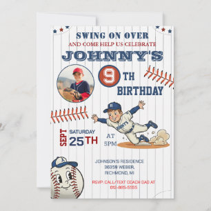 Convites Aniversário de Beisebol Pessoal com Foto