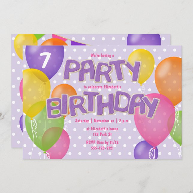 Convites aniversário de biscoitos de glacé roxo (Frente/Verso)