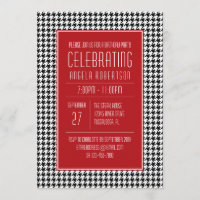 Aniversário de Black White e Red Houndstooth