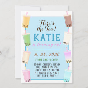 Convites Aniversário de Boba Tea