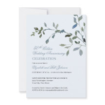 Aniversário de Bodas de Água Azul Elegante 50