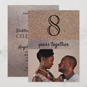 Convites Aniversário de Bodas de Bronze Elegante Glitter 8