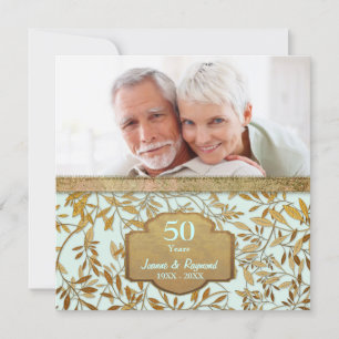 Convites Aniversário de Bodas de Folhas de Ouro 50 anos