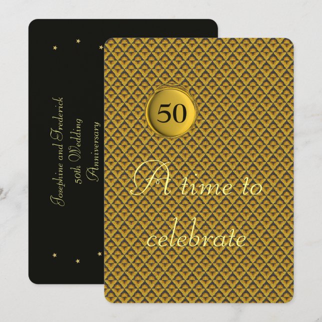 Convites Aniversário de Bodas de Ouro (Frente/Verso)