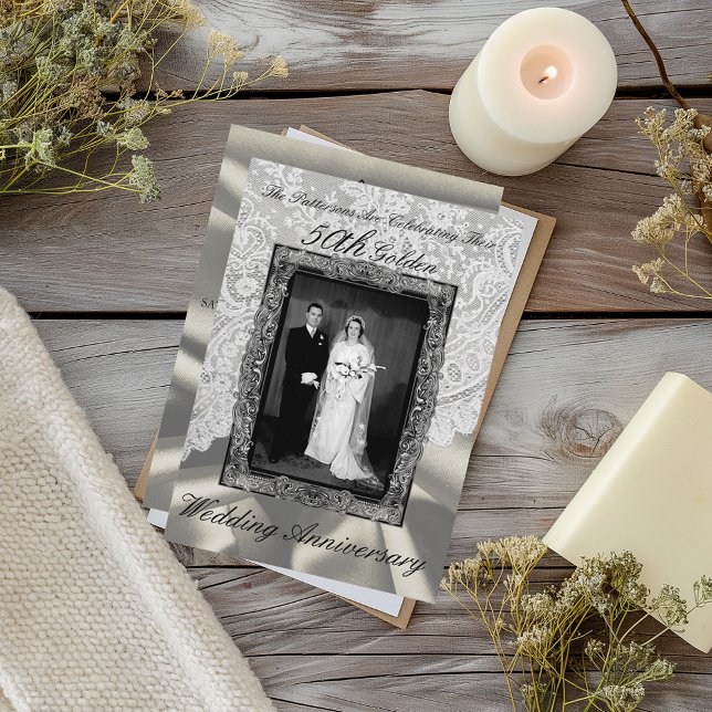 Convites Aniversário de Bodas de Ouro 50º Foto Moderno (Criador carregado)