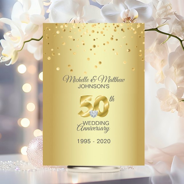 Convites Aniversário de Bodas de Ouro 50 personalizado (Personalized 50th Golden Wedding Anniversary Invitation)