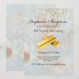 Convites Aniversário de Bodas de Ouro com Brilho Dourado 50