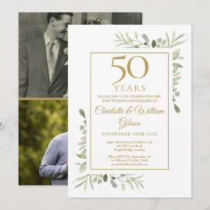Convites Aniversário de Bodas de Ouro com Verdura 2 Foto