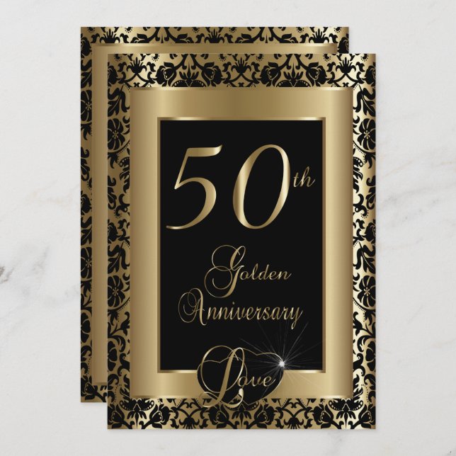 Convites Aniversário de Bodas de Ouro de 50 Anos (Frente/Verso)