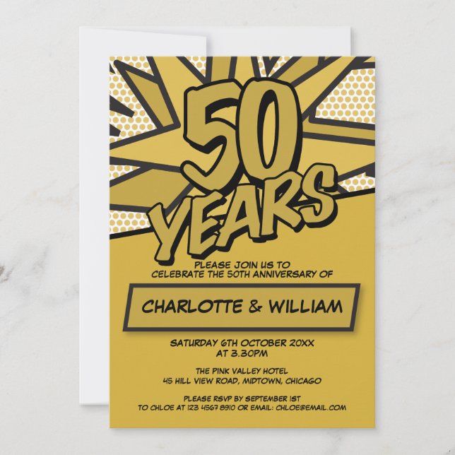 Convites Aniversário de Bodas de Ouro de 50 anos de Diversã (Frente)